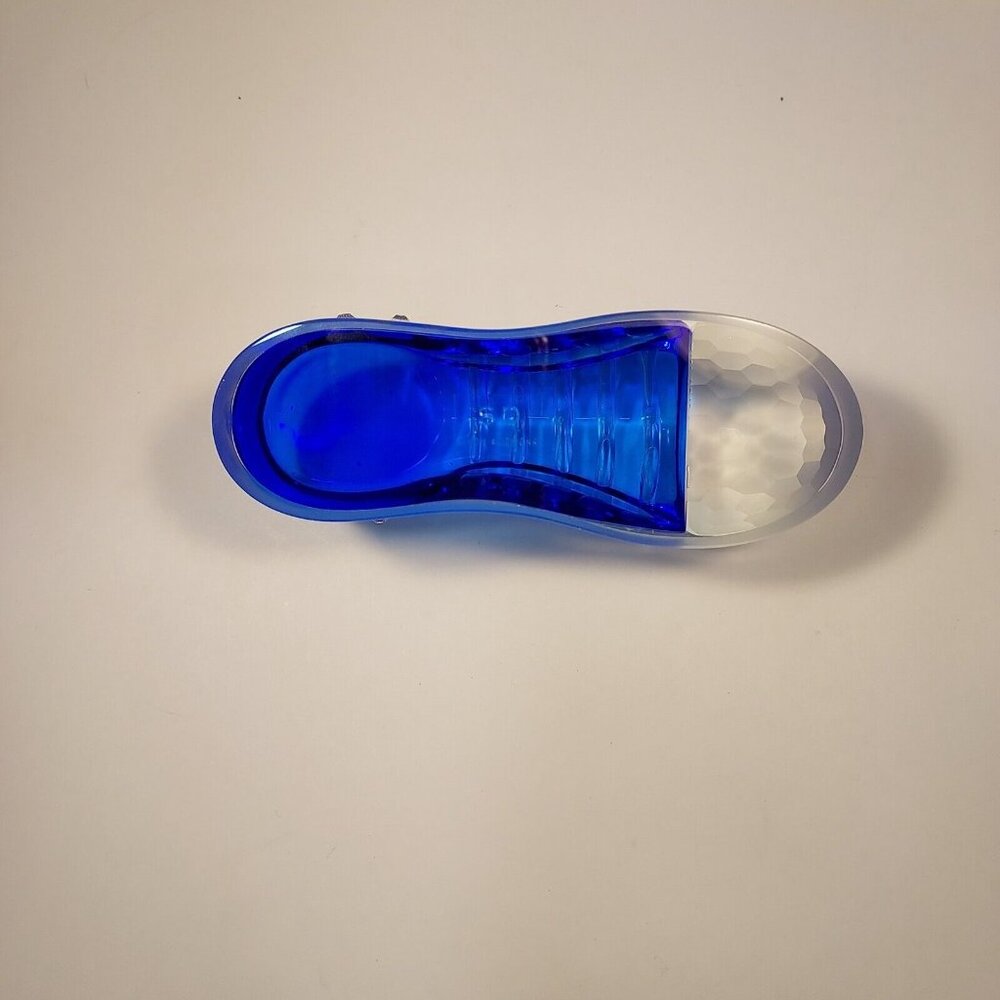 Paperweight Blue Glass SD Simon Designs Crystal Sneaker Frosted Accent 6"x1.75" - Picture 10 of 13